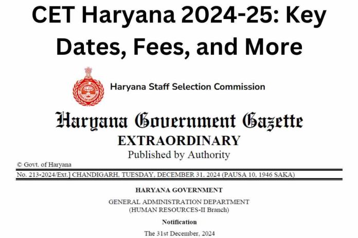 HSSC CET Haryana 2024-25: Key Dates, Fees, and More